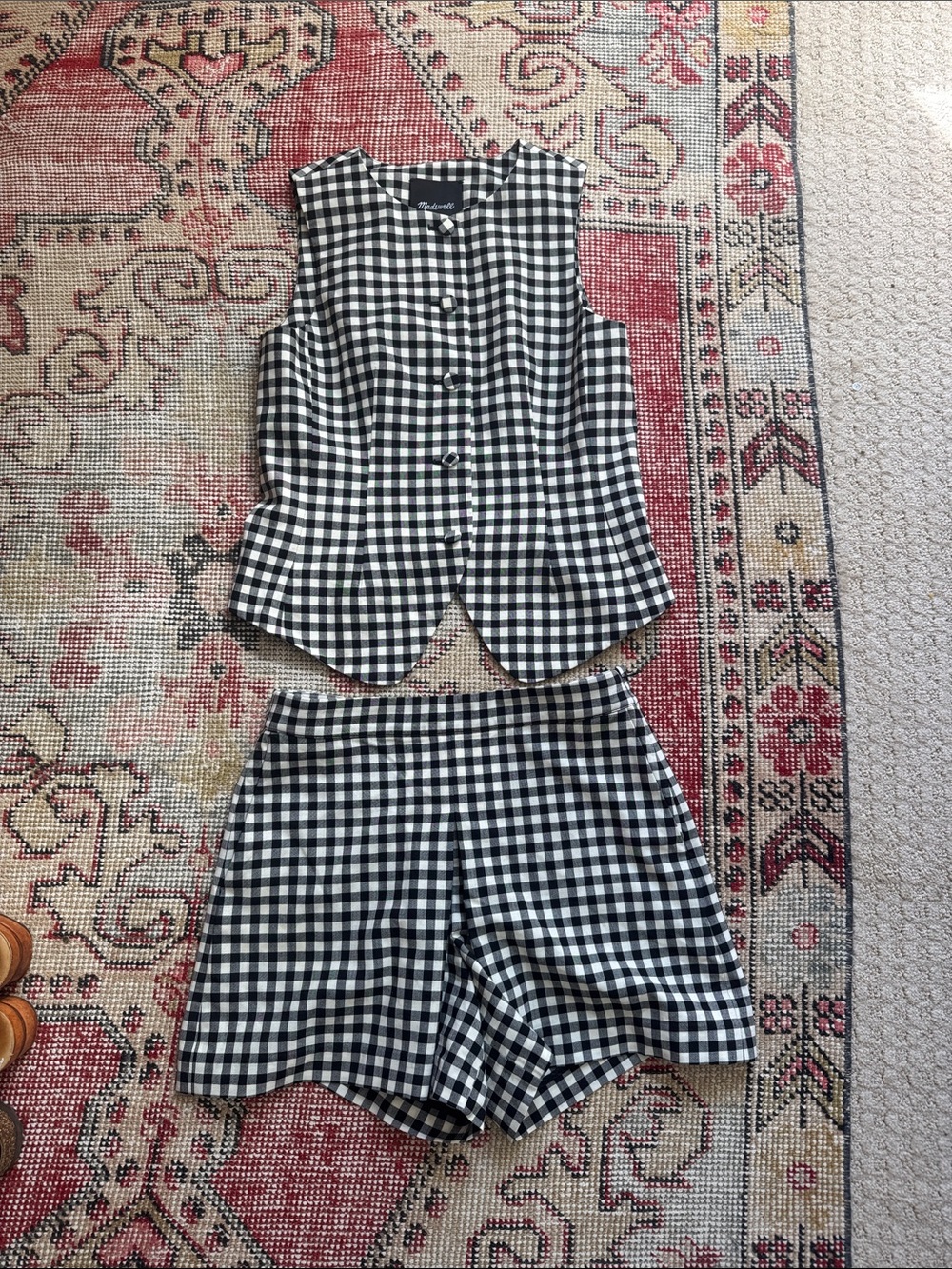 Madewell Black & White Gingham Dress Top
